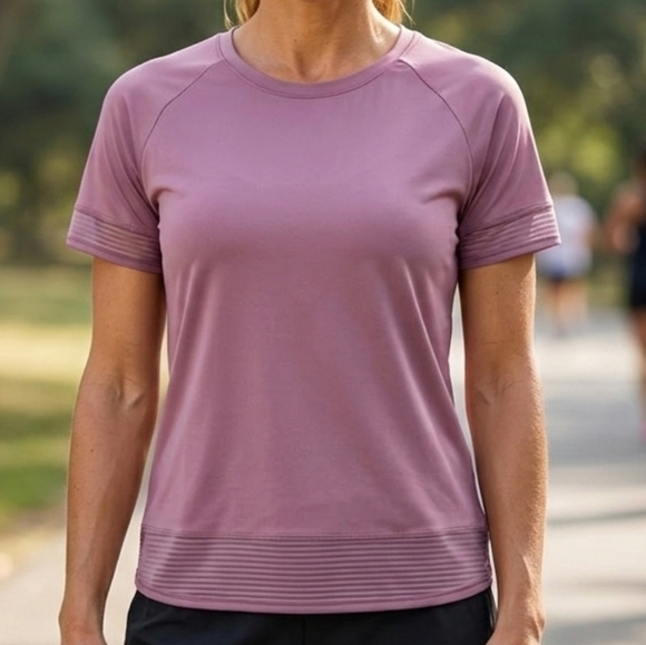 Danskin Tops - Danskin Mauve Dusty Rose Athletic Tee with Mesh Trim Small Petite